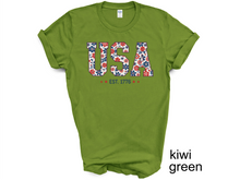 Load image into Gallery viewer, Floral USA Shirt, America Shirt, Fourth of July Shirt,4th of July Tee,Patriotic Shirt,USA Est 1776 Shirt,Girly USA Tee
