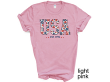 Load image into Gallery viewer, Floral USA Shirt, America Shirt, Fourth of July Shirt,4th of July Tee,Patriotic Shirt,USA Est 1776 Shirt,Girly USA Tee