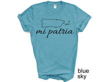 Load image into Gallery viewer, Puerto Rico Mi Patia T-shirt, Camiseta de Puerto Rico, Mi patria, Mi orgullo, Mi tierra shirt, La Isla del Encanto tshirt, Boricua tshirt