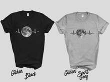 Load image into Gallery viewer, Moon Heartbeat Shirt, Celestial Heartbeat T-Shirt, Moon Lover Tee, Cosmic Graphic Shirt, Astronomy Shirt, Boho Moon Tee, Spiritual Aesthetic Shirt