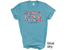 Load image into Gallery viewer, Floral USA Shirt, America Shirt, Fourth of July Shirt,4th of July Tee,Patriotic Shirt,USA Est 1776 Shirt,Girly USA Tee