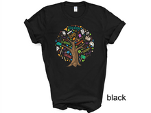 Load image into Gallery viewer, Education tree T-shirt. Teachers appreciation gifts. Teaching.