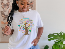 Load image into Gallery viewer, Education tree T-shirt. Teachers appreciation gifts. Teaching.