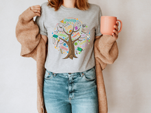 Load image into Gallery viewer, Education tree T-shirt. Teachers appreciation gifts. Teaching.