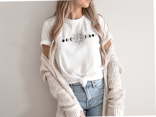 Load image into Gallery viewer, Celestial T-Shirt, Moon Phase T-shirt, Boho Mystical Moon And Sun Tee, Boho Moon Outfit, Spiritual Moon Women Clothing Gifts