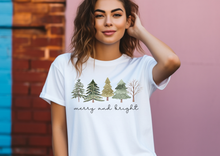 Load image into Gallery viewer, Merry and Bright Trees Shirt, Women's Christmas T-Shirt, Womans Holiday Shirt,Christmas Gift, Cute Holiday Tee, Christmas