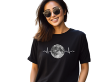 Load image into Gallery viewer, Moon Heartbeat Shirt, Celestial Heartbeat T-Shirt, Moon Lover Tee, Cosmic Graphic Shirt, Astronomy Shirt, Boho Moon Tee, Spiritual Aesthetic Shirt