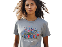 Load image into Gallery viewer, USA 250th Anniversary T-Shirt | America 1776–2026 Patriotic Tee | Fourth of July Shirt | USA Semiquincentennial Celebration Shirt | Independence Day Gift