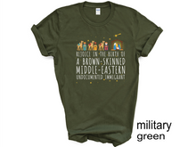 Load image into Gallery viewer, Rejoice In The Birth Of A Brown Skinned Middle Eastern T-Shirt, Christmas t-shirts,