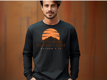 Load image into Gallery viewer, Be The Light Mathew 5 14 Sunburst Vintage Bible Verse Christian Long Sleeve Shirt, Boho Shirt, Sun Shirt, Inspirational Gift