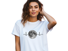 Load image into Gallery viewer, Moon Heartbeat Shirt, Celestial Heartbeat T-Shirt, Moon Lover Tee, Cosmic Graphic Shirt, Astronomy Shirt, Boho Moon Tee, Spiritual Aesthetic Shirt