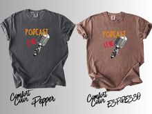 Load image into Gallery viewer, Podcast Live T-Shirt, Podcast Host Shirt, Retro Microphone Tee, Podcaster Gift, Podcast Lover Shirt, Live Podcast Graphic Tee, Unisex