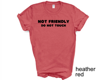 Load image into Gallery viewer, Not Friendly Do Not Touch T-shirt. Adult humor tshirt. Funny tshirt
