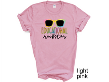 Load image into Gallery viewer, Educational Rock Star T-shirt. Teachers appreciation gifts. Teaching.