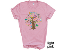 Load image into Gallery viewer, Education tree T-shirt. Teachers appreciation gifts. Teaching.