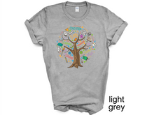 Load image into Gallery viewer, Education tree T-shirt. Teachers appreciation gifts. Teaching.