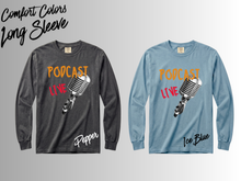 Load image into Gallery viewer, Podcast Live T-Shirt, Podcast Host Shirt, Retro Microphone Tee, Podcaster Gift, Podcast Lover Shirt, Live Podcast Graphic Tee, Unisex