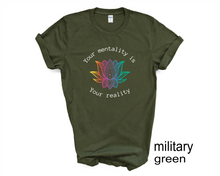 Load image into Gallery viewer, YOUR MENTALITY IS YOUR REALITY T-Shirt, Positive Vibes tshirt