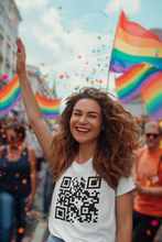 Load image into Gallery viewer, It’s Ok To Say Gay T-shirt QR Code