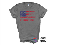 Load image into Gallery viewer, USA Distressed Shirt. Clearance available Dark grey M Adult only
