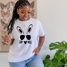 Load image into Gallery viewer, Bunny Face Easter tshirt, Easter Bunny tshirt, Easter Egg Hunt tshirt, Easter youth and adult tshirts,