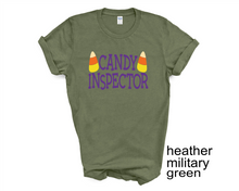 Load image into Gallery viewer, Candy Inspector tshirt, Halloween shirt, Trick or Treat t shirt, Adults Halloween tee,