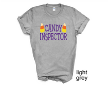 Load image into Gallery viewer, Candy Inspector tshirt, Halloween shirt, Trick or Treat t shirt, Adults Halloween tee,