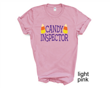 Load image into Gallery viewer, Candy Inspector tshirt, Halloween shirt, Trick or Treat t shirt, Adults Halloween tee,