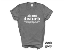 Load image into Gallery viewer, Do Not Disturb My Peace, My Joy, My Grind, My Whole Entire Vibe tshirt, Adult Humor tshirt, Introvert tshirt, Funny tshirt, Gifts, Unisex