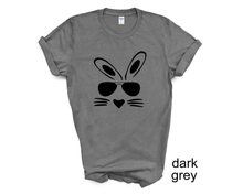 Load image into Gallery viewer, Bunny Face Easter tshirt, Easter Bunny tshirt, Easter Egg Hunt tshirt, Easter youth and adult tshirts,