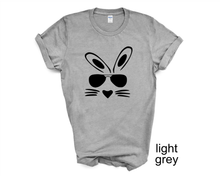 Load image into Gallery viewer, Bunny Face Easter tshirt, Easter Bunny tshirt, Easter Egg Hunt tshirt, Easter youth and adult tshirts,