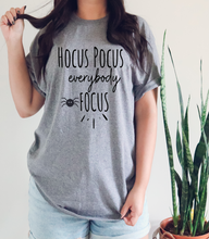 Load image into Gallery viewer, Hocus Pocus Everybody Focus Teacher's tshirt, Halloween gifts, Teacher's shirts.