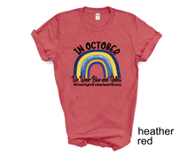 Load image into Gallery viewer, In October We Wear Blue and Yellow Down Syndrome Awareness tshirt,