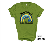 Load image into Gallery viewer, In October We Wear Blue and Yellow Down Syndrome Awareness tshirt,