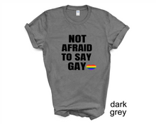 Load image into Gallery viewer, Not Afraid To Say Gay tshirt, Florida Bill against LGTBQ rights tshirt, Say Gay tshirt,