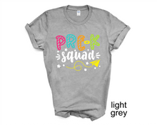 Load image into Gallery viewer, Pre K Squad tshirt, Teacher's tshirts, Teacher's Gifts, Back to School tshirts, Preschool tshirts,