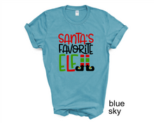 Load image into Gallery viewer, Santa's Favorite Elf tshirt, Christmas shirt, Family Matching Christmas tshirts, Elf lover, Christmas gifts, Unisex, Adult and youth sizes