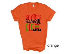 Load image into Gallery viewer, Santa's Favorite Elf tshirt, Christmas shirt, Family Matching Christmas tshirts, Elf lover, Christmas gifts, Unisex, Adult and youth sizes