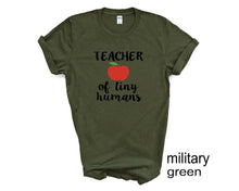 Load image into Gallery viewer, Teacher of Tiny Humans tshirt. Teacher life. School life. Teacher's gifts.