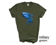 Load image into Gallery viewer, Dragon unisex tshirt. Blue dragon tshirt. Dragon fan tshirt.