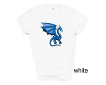 Load image into Gallery viewer, Dragon unisex tshirt. Blue dragon tshirt. Dragon fan tshirt.