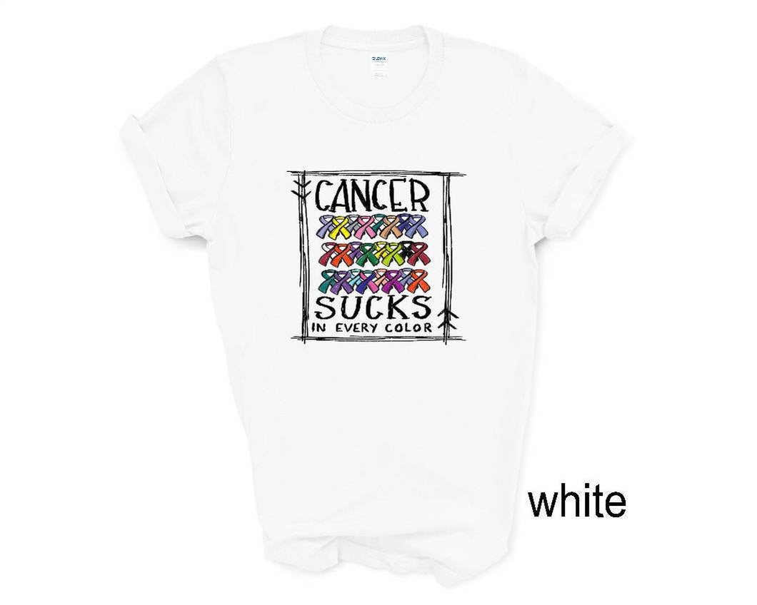 Cancer Sucks tshirt. Cancer Ribbons. Cancer Sucks in All Colors tshirt.