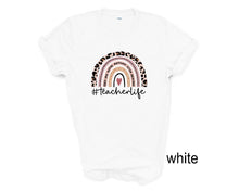 Load image into Gallery viewer, Teacher life tshirt. Leopard print. Love teaching. Teacher appreciation gifts.