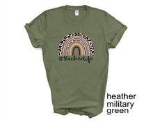Load image into Gallery viewer, Teacher life tshirt. Leopard print. Love teaching. Teacher appreciation gifts.