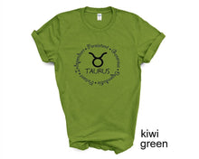 Load image into Gallery viewer, Taurus Zodiac Sign tshirt. Horoscope. Taurus personality tshirt. Astrology tshirt.