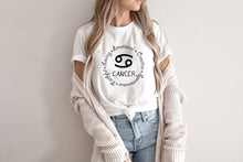 Load image into Gallery viewer, Cancer Zodiac Sign tshirt. Astrology tshirt. Horoscope. Cancer personality tshirt.