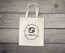 Load image into Gallery viewer, Cancer Zodiac Sign tote bag. Horoscope tote. Astrology.