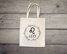 Load image into Gallery viewer, Leo Zodiac Sign tote bag. Zodiac sign tote. Horoscope.
