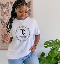 Load image into Gallery viewer, Virgo Zodiac Sign tshirt. Virgo birthday gifts. Horoscope.