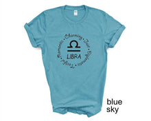 Load image into Gallery viewer, Libra Zodiac Sign tshirt. Libra personality tshirt. Zodiac tshirt. Horoscope.